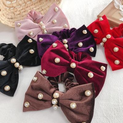 China Japan bow knot hair ponytail and korean style hair accessories elastic velvet hair scrunchies big for girl for sale