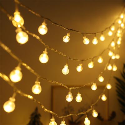 China Solar Powered Battery Operated Crystal Ball String Lights Christmas Party Decor Mini Bubble Hanging Fairy Lights for sale