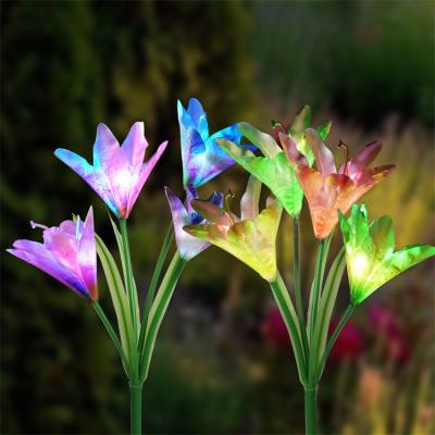 China Artificial Greenish Calla Lily Stick Pathway Wedding Garden Lights Solar Garden Flower Lights for sale