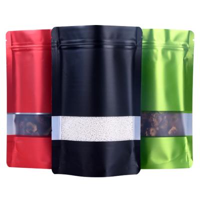 China Air Tight Bag Moisture Proof 200mic Plastic Foil Laminated Smell Proof Mylar Zipper Bags Stand Up Pouch Bag With Window For Food Packaging for sale