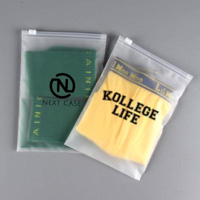 China High Quality Recyclable Custom Logo Clear Transparent Frosted Zipper PVC Plastic Poly Sachet Bag For Apparel Packaging for sale