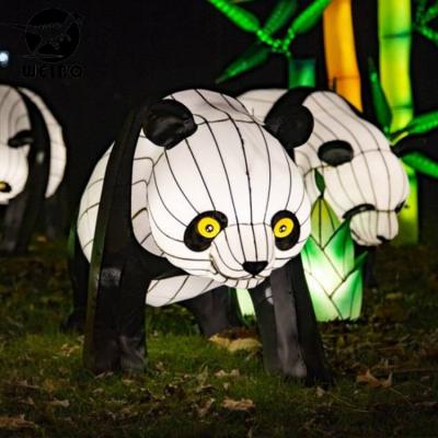 China Chinese theme park panda silk lantern and bamboo lantern festival lantern for sale