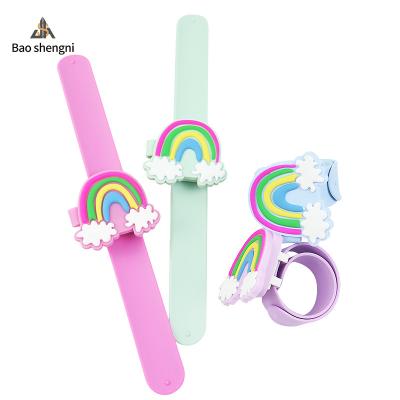 China Automatic date factory sale clamshell silicone watches rainbow kids cartoon watch silicone led tap watch for kids for sale