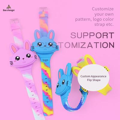 China Auto Date Led Digital Cartoon Watch, Electronic Silicone Watch Camouflage Rabbit Shaped Child Watch For Boys Girls for sale