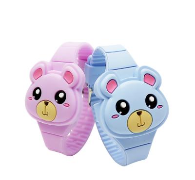 China LED Display Children's Cartoon Watch Lead Cute Silicone Bear Clamshell Design Small Wrist Watch For Boys Little Girls for sale