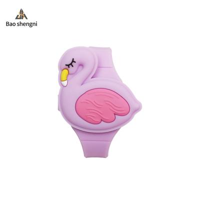 China New Automatic Flamingo Children's Automatic Date LED Watch Stupid Bird Children's Toy Watch Silicone Animal Bird Child Watch for sale