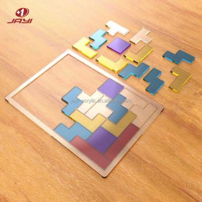 中国 JAYI Custom Acrylic Block Tangram Jigsaw Puzzle Pieces Board Game Set Educational Gift for Kids 販売のため