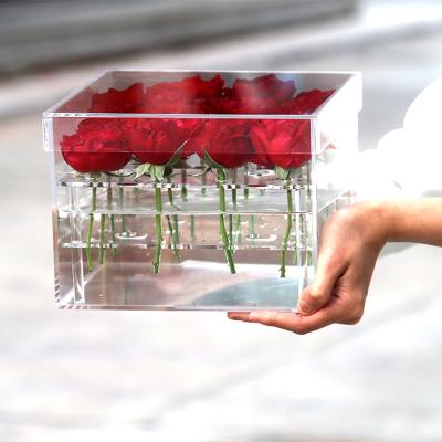 Китай Wholesale Custom Acrylic Luxury Flower Box Custom 1 Roses 9 Roses 16 Roses Transparent Acrylic Box продается