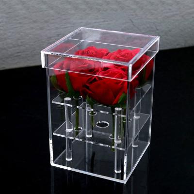 Китай JAYI Custom Roses in Acrylic Box Gift Single Rose Acrylic Box 1 4 9 Holes Flower Box продается