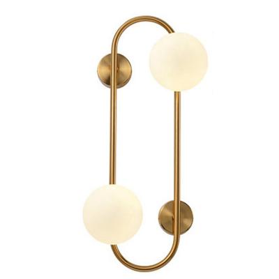 China Modern Simple Brass Ball Hotel Iron Home Decoration Metal Finish Bedroom LED Indoor Wall Lamp for sale