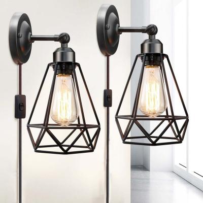 China American Iron Wall Lamp Wire Cage Plug-in Wall Lamp with Socket for Industrial Wall Lamp for sale