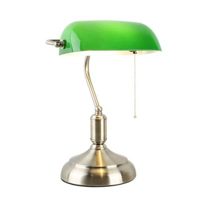 China Simple Nordic American Green Glass Lampshade Bedroom Decorative Lamp Retro Hardware Lamp Creative LED Bed Lamp for sale