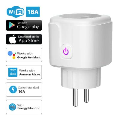 China EU 16A Socket WiFi Power Monitoring Timing Function Tuya SmartLife APP Control Residential/Multi-Purpose Smart Works with Alexa Google Assistant for sale