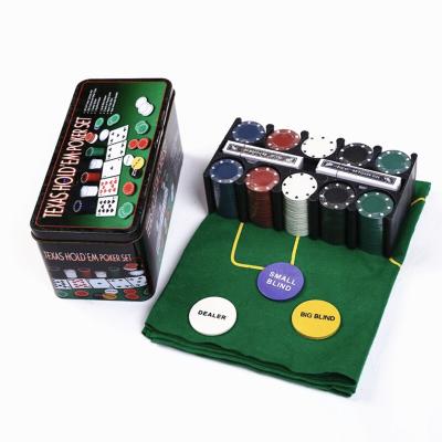 China Playing Convenient Built-in Poker Game Chips Set Including 200 Chips, Poker, Dealers and Iron Storage Box for sale