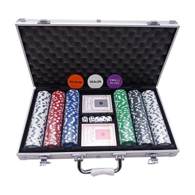 China ABS Chips Set High Quality Poker Chips Suitcase Including Poker, 300PCS Gambling Game Dealers, Cuts and Chips on Sale for sale