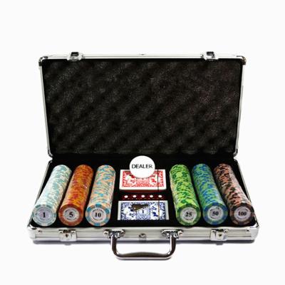 China Casino Gambling Hot Sale 300 Pcs Clay Poker Chips Set For Playing Poker Game With Aluminum Box for sale