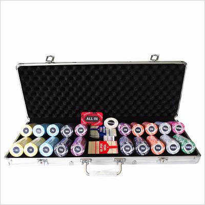 China Entertainment 500pcs Texas Hold'em Chip Game Set With Cards Poker Leather Case, Gift to Friends, Poker Player for sale