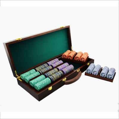 China Wooden Poker Chips Set Box Wooden Poker Chip Set Box Wooden Box Case Handle Solid High End Custom Original Design Wooden Poker Trays for sale