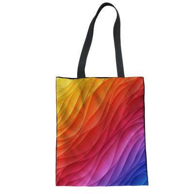 China Women Collapsible Fashion Canvas Folding Eco-Friendly Printed Shopping Bag for sale