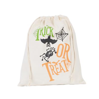 China Manufacturer Low Price Folding Colorful Halloween Cotton Canvas Drawstring Bag for sale