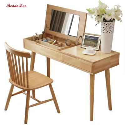 China (Other) New Design Nordic Adjustable Bedroom Furniture Dressing Table With Mirror And Storage Dresser Solid Wood Product for sale