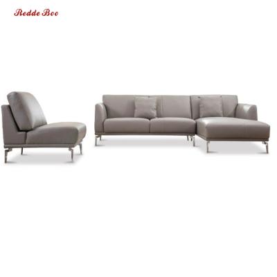 China Corner sofa European style modern gray L shaped sofa, 7 seat living room modern leather sofa for sale