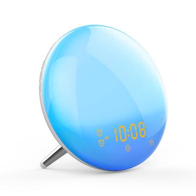 China Antique Style Atmosphere Sunset Fashion Hot Selling Bedside Lamp Wake Up Sunrise Simulation LED Screen Light Alarm Clock for sale