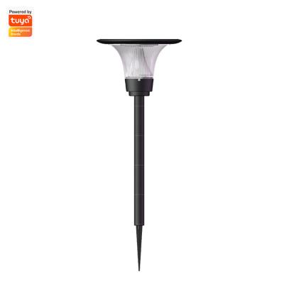 China Newest design garden tuya IP65 Bule smart tooth connection 5V 3.7W led bollard light 150LM solar lawn light lamp for sale