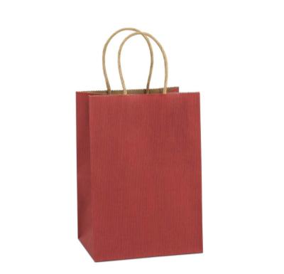 China Eco Friendly Disposable Printable Kraft Paper Gift Bags Small With Handles Red Paper Shopping Bags For Business for sale