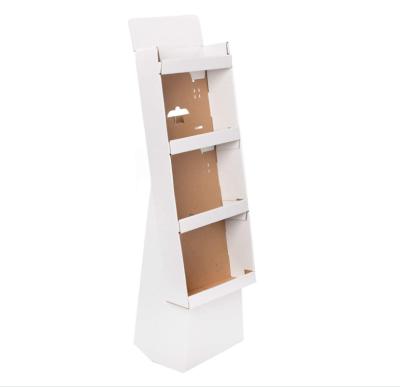 China Easy Build Cardboard Assembly 4 Tier Easy Shelf Sales Stand Up Retail Display Merchandising Rack For Trade Show Presentation for sale