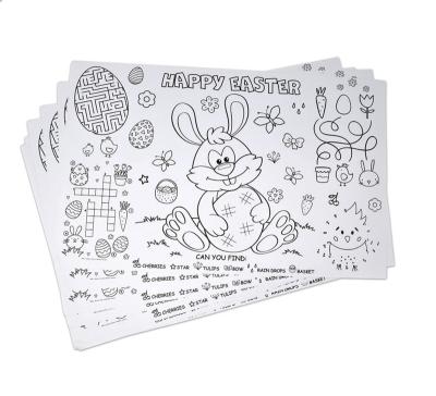 China Minimalist DIY Bunny Egg Hunt Easter Place Mats Disposable Easter Paper Placemat Activity Coloring Paper for Dinner Table Setting for sale