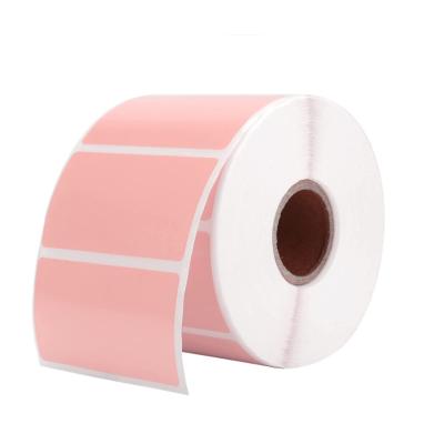 China Self Adhesive Barcode Address Shipping Thermal Stickers Pink White Square Label Stickers For Thermal Label Printer for sale