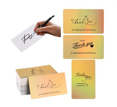 China Small Business 4 Different Stylish Holo Foil Business Card Elegant Paper Wrapping Premium Quality Thank You For Supporting My Small Business Card for sale