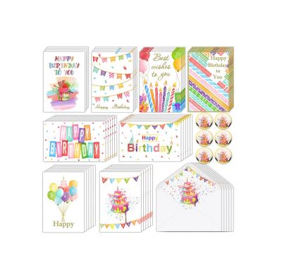 China Business.office.gift .promotion.etc decorative gold foil blank happy birthday card with envelopes and stickers assorted designs birthday cards for kids adults for sale