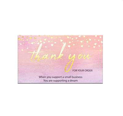 China Business.office.gift .promotion.etc unique premium quality watercolor gold foil hearts thank you for your order business cards for online retail store for sale