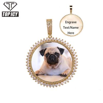 China Hip Hop Personalized Hip Hop Iced Out Jewelry Zircon Photo Frame Pendant Necklace Custom Photo Necklace Pendant For Women Men for sale