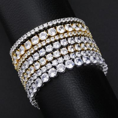 China Hiphop 925 silver moissanite bracelet iced out VVS moissanite 3mm 4mm tennis bracelet spring clasp lab diamond tennis chain bracelet for sale