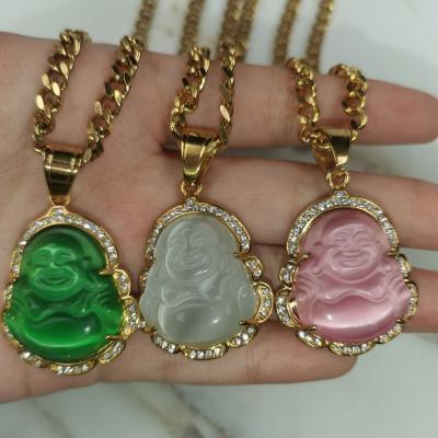 China Red Wand Diamond Buddah Pendant Jade Buddha Pendant Iced Out Hip Hop Jewelry Best Selling Hiphop Instagram Colorful Green Pink for sale