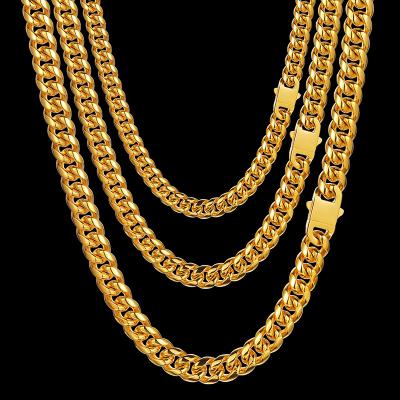 China New 2022 Fashion Hiphop Fashion Women Men Hip Hop Cuban Link Chain Necklace Stainless Steel Necklace Jewelry Wholesale for sale