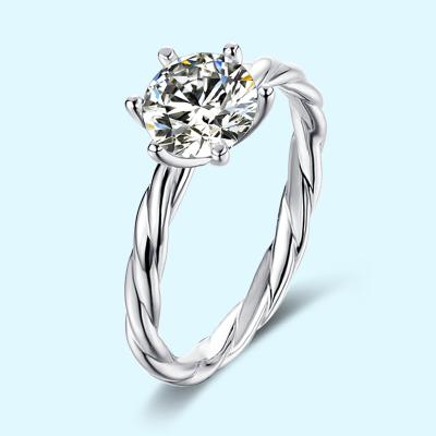 China CLASSIC series of 14K white gold diamond rings DEF 6.5mm cut center stones 1.0ct moissanite wedding ring women engagement for sale