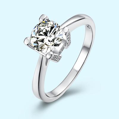 China Wholesale CLASSIC 925 Sterling Silver Studs Ring 1ct Moissanit Diamond Wedding Bands For Women Engagement for sale