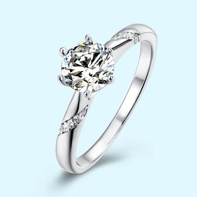 China Diamond White DEF color 925 moissanite hot sale silver diamond wedding ring for sale