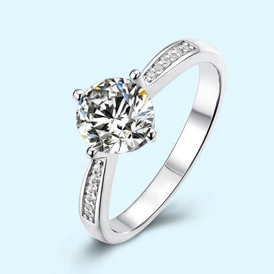 China Wholesale Price CLASSIC GRA Certified Moissanite Diamond Ring Round Cut 1 Carat Engagement Ring Women for sale