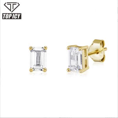 China Simple Square Hiphop Statistical Zircon Stud Earrings Micro Inlaid Four Claw Hip Hop Earrings For Men And Women Christmas Gift for sale