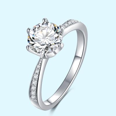 China CLASSIC D Color VVS 1.5ct Iced Out Jewelry Round Cut Moissanite Engagement Diamond Rings Jewelry For Women for sale