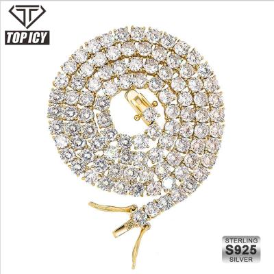 China Real 925 Iced Out Gorgeous Zircon 6mm Sterling Silver D.C.A. CZ Cubic Tennis Chain Eegant Women Hiphop Necklace Hip Hop Jewelry Necklace for sale