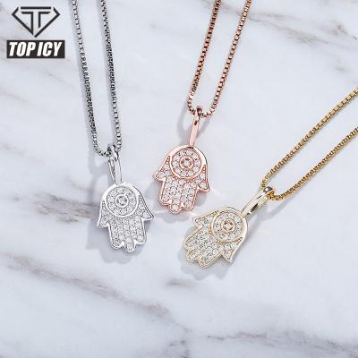 China Hiphop NEW 925 SILVER GOLD PLATED HAND PENDANT NECKLACE ICED OUT NECKLACE WITH HAND SHAPE HIP HOP JEWELRY for sale