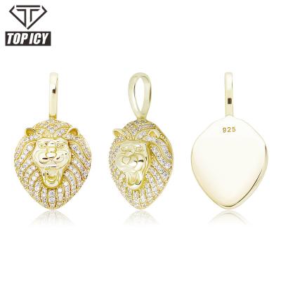 China 2020 Bling Hip Hop Hip Hop Drop Shipping Cool Boy Men 14k Gold Plated CZ Iced Out Lion Pendant Necklace for sale