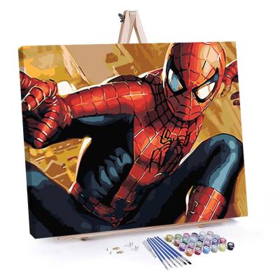 China Wholesale American Style Spider-man Painting By Numbers With Canvas Print Wall Frame Framed Picture for sale