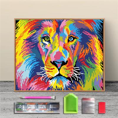 China Wholesale 5D Modern Full Drill Painting Lions Wall Art DIY Animal Diamond Painting for sale